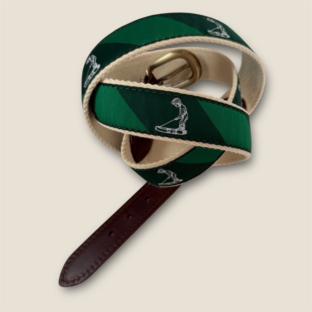 YRI made in the USA Green and Cream Men's GOLF theme Belt